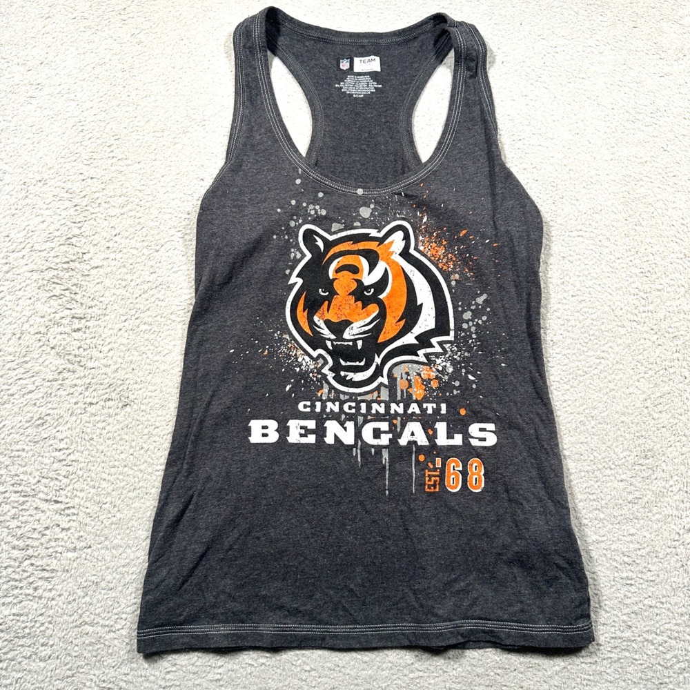 NFL Team Apparel Cincinnati Bengals Tank Top Womens S Charcoal Graphic Sporty